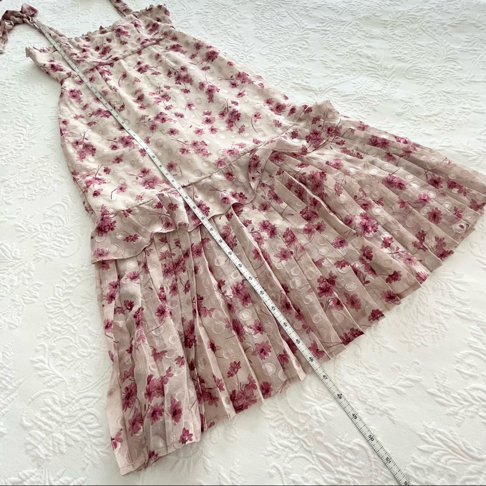 NWOT Lulus Terrace Views Taupe Floral Print Tiered Midi Dress XSMALL - Picture 15 of 15
